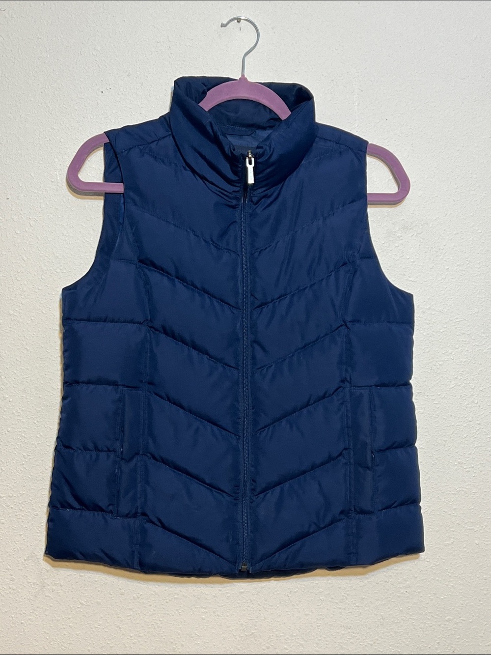 Lands' End Women's Navy Puffer Vest 80% Down Filling 20% Feathers Size XS